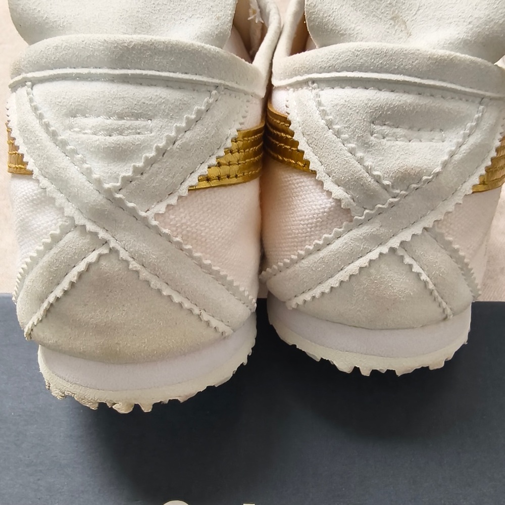 Onitsuka Tiger by Asics Women's White Sneakers with Metallic Gold Stripes - Picture 5 of 12